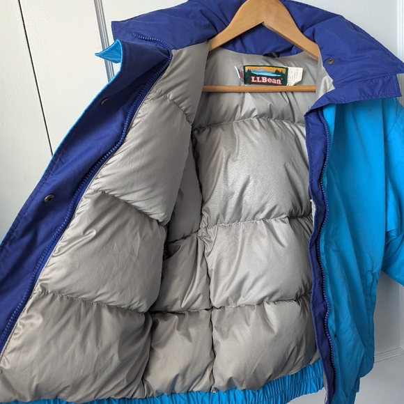 Vintage 80s 90s L.L. Bean Women's Bright Blue Down Jacket Coat Size Medium - Picture 6 of 12